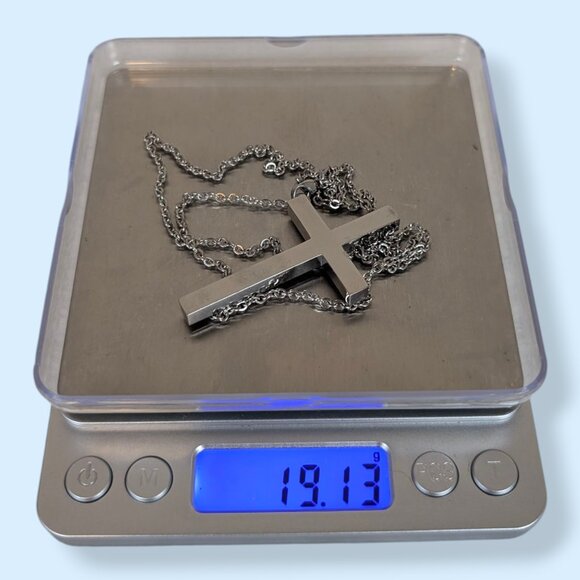 Thick Metal Cross Pendant Necklace - Picture 6 of 6